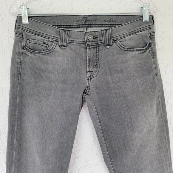 7 For All Mankind Rocker Bootcut Jeans Womens Size 28 Tall Gray Classic Cotton - Picture 2 of 12
